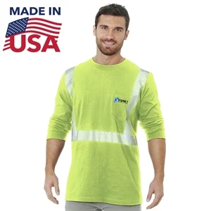 USA-Made Poly-Cotton Segmented Safety Long Sleeve T-Shirt