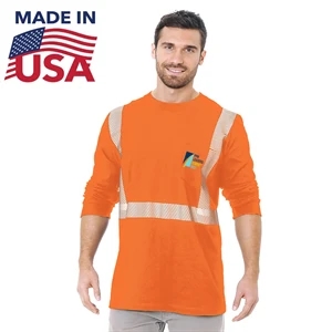 USA-Made Segmented 100% Cotton Safety Long Sleeve T-Shirt