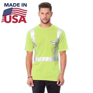 100%USA Made Class 2 Hi Vis Reflective Safety Pocket T-Shirt