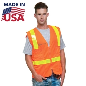 ANSI Class 2 USA Made Polyester Safety Vest with Pockets