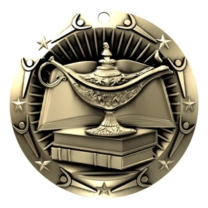 3'' World Class Book & Lamp Medal