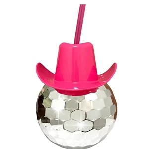 20oz Disco Ball Hat Cup with Straw