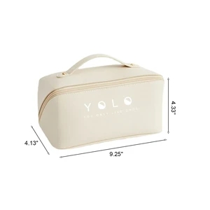 MOQ 50 Premium Leather Pillow Cosmetic Toiletry Bag