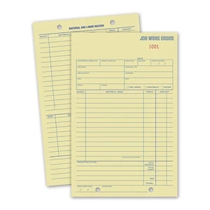 Job Work Order Cards, Padded