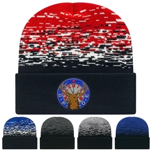 C A Static Pattern Knit Cap With Cuff