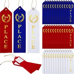 Award Ribbons Set First Place Prizes with Event Card and Rop