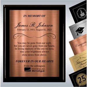 Black Piano Finish Wood Plaque Memorial Gift Award