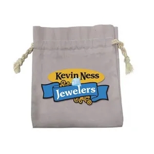 Custom Printed Drawstring Cotton Pouch w/Full Color Print