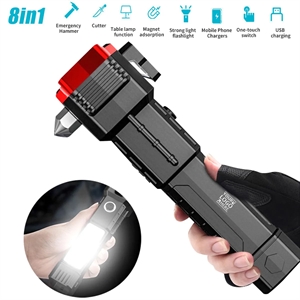 8 in 1 Multifunction Flash Light Emergency Hammer