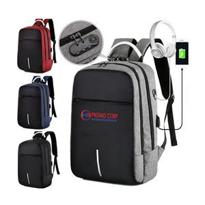 Custom Logo Anti Theft Water-Resistant USB Charging Business Backpack