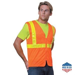 Hi Vis Made In USA Class 2 Poly Mesh Reflective Safety Vest