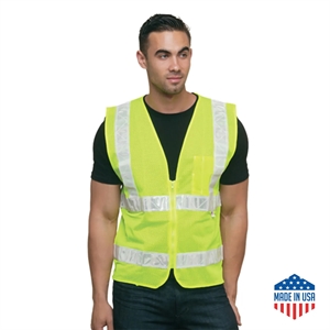 Hi Viz Class 2 USA Made Mesh Reflective Safety Vest Pocket