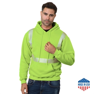 Hi Vis USA Made Class 2 Pre-Shrunk Segmented Safety Hoodie
