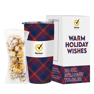 Custom Logo 20oz Straight Tumbler Holiday Greetings-Sugar Cookie Popcorn