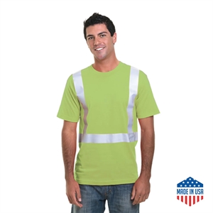 Hi Vis USA Made Polyester Class 2 Reflective Safety T-Shirt