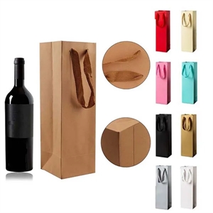 Kraft Paper Single Wine Bottle Gift Tote Bags