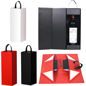 Magnetic Closure Collapsible Wine Paper Boxes Bottle Case