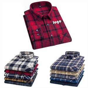 Men's Plaid Cotton Flannel Casual Long Sleeve Shirt