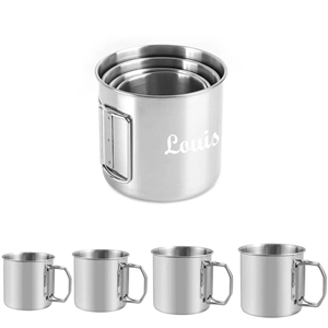 4-in-1 Folding Handle Drinkware Metal Camping Mug