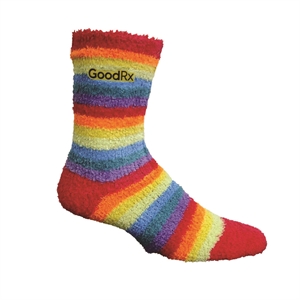 Rainbow Fuzzy Crew Sock with SubStitch Applique