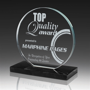 Crius Award - Starphire Glass with Black Marble Base