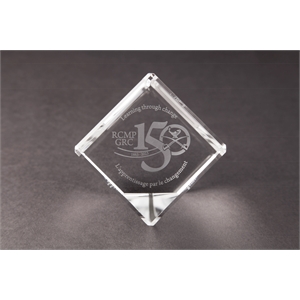 Cut Corner Beveled Crystal Cube Award