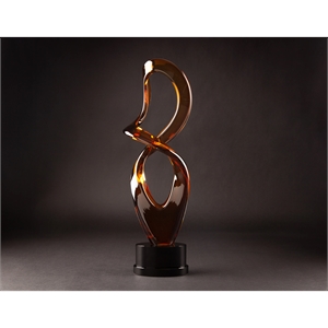 Maldia Gold Art Glass Sculpture with Base