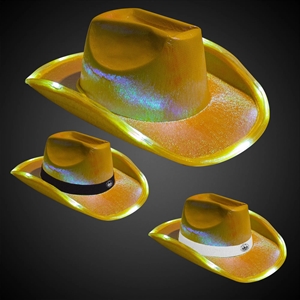 Yellow Iridescent Light Up Cowboy Hat