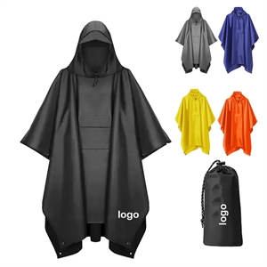 Unisex Hooded Rain Poncho Raincoat With Pockets