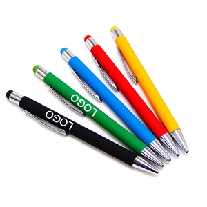 Rubberized Metal Ballpoint Pen with Stylus