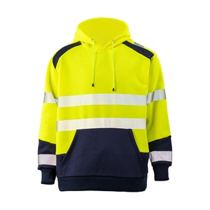 Hi Vis Class 3 Segmented Tape Safety Hoodie Kangaroo Pocket