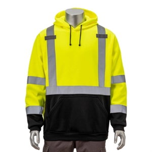 Hi Vis Class 3 Reflective Tape Safety Hoodie w/ Radio Tabs