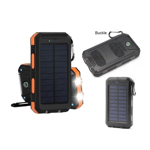 8000mah Waterproof Compass Solar Power Bank w/Flashlight