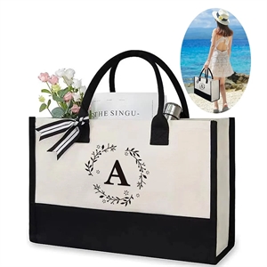 Initial Canvas Tote Bag Personalized Present