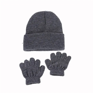 Kids Warm Cuff Beanie and Gloves Set