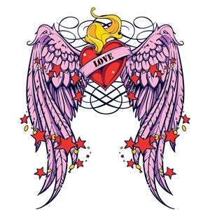 Winged Heart Temporary Tattoo