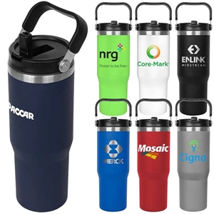 30oz. Stainless Steel Insulated Mug with Handle and Built-In