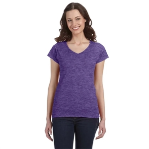 Gildan SoftStyle&reg; Ladies 4.5 Oz. Junior Fit V-Neck T-...