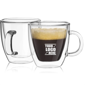 Double layered glass coffee cup