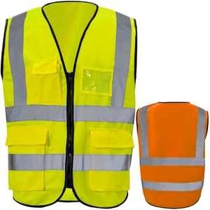 Class 2 Hi Vis Reflective Tape Safety Vest With 4 Pockets