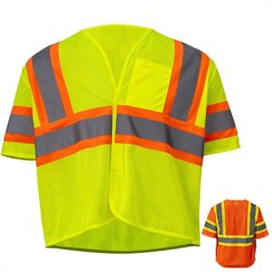 Hi Vis Reflective Tape Mesh Class 3 Safety Hook & Loop Vest