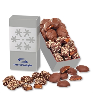 Toffee & Caramel Pecan Clusters in Snowflake Gift Box
