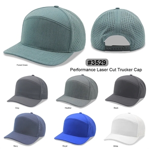 7 Panels Golf trucker cap w/ laser cut mesh back