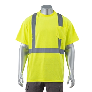 Hi Viz Poly-Cotton Knitted Safety Workwear Pocket T-Shirt