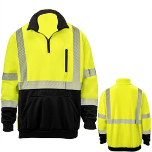 Segmented Tape Color Block Hi Vis Class 3 Safety 1/4 Zipper