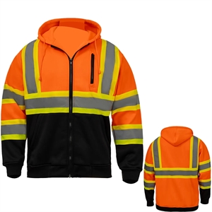 Hi Viz Class 3 Color Block Reflective Safety Zipper Hoodie