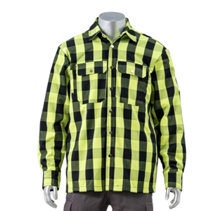 Hi Viz Buffalo Plaid Quilt-Lined Flannel Safety Shirt Jacket