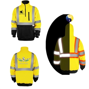 PREMIUM HI VIZ COLOR BLOCK SAFETY QUARTER ZIP WITH POCKET