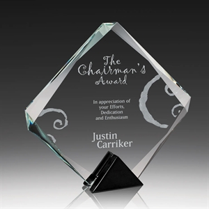 Beveled Glass Award - Marble Base - Thaumas