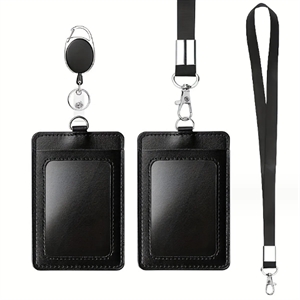 Custom Logo 2 Packs Vertical Pu Leather And Id Badge Card Holder